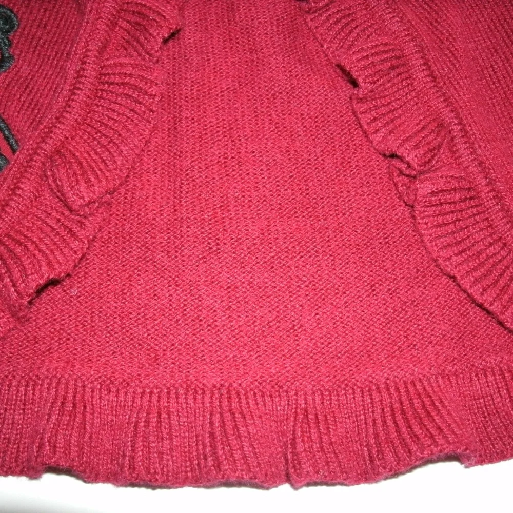 Gymboree Girls Cardigan Red Teddy Bear Ruffles Plaid 6-12 Months Holiday